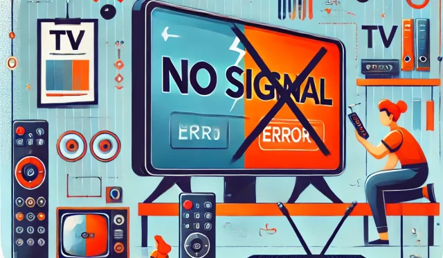 An illustration showing a TV connection issue and its resolution